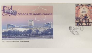 Timbre 50 ans de Radio France / illustration Elsa Catelin Timbre Ugo Gattoni