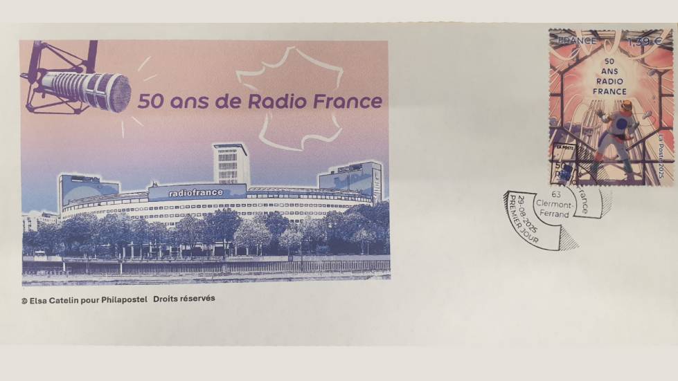 Timbre 50 ans de Radio France / illustration Elsa Catelin Timbre Ugo Gattoni