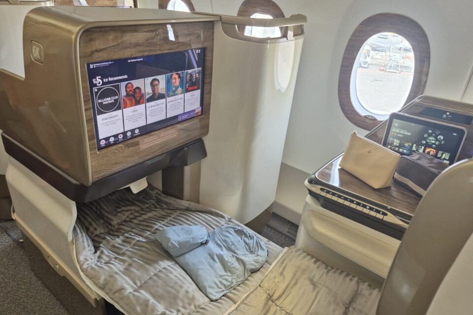 Un siège-lit de la classe affaires de l'A350.