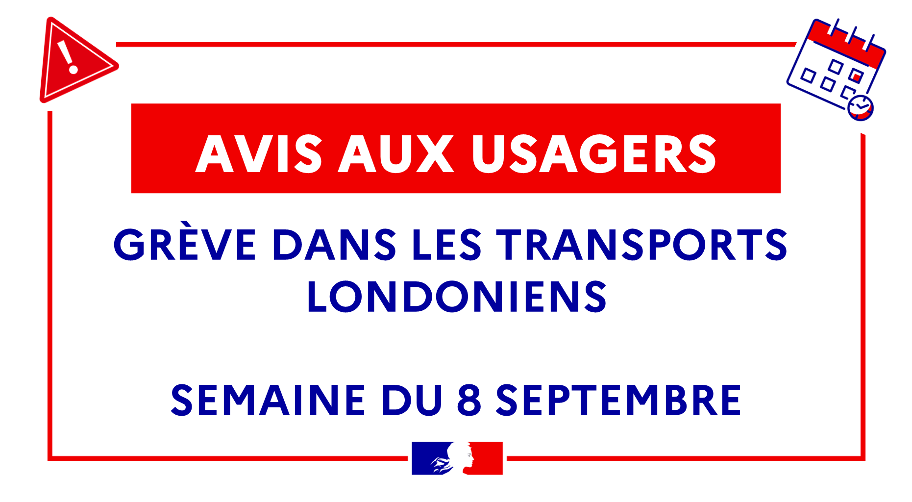 Avis aux usagers - Grève dans les transports londoniens