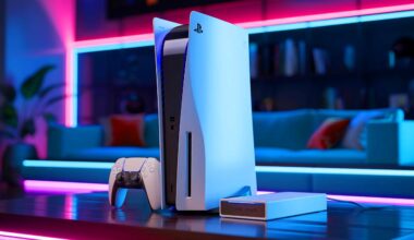 Illustration de la PlayStation 6 avec son lecteur de disque externe en option.