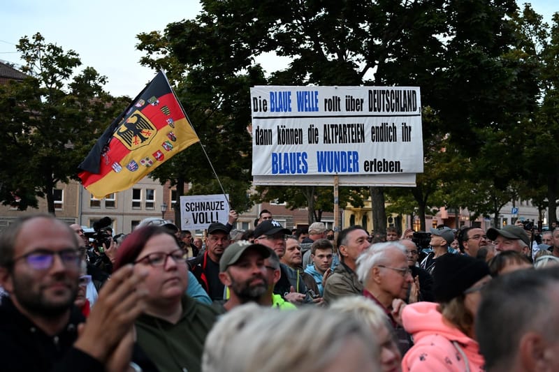 Un rassemblement du parti d'extrême droite AfD , à Cottbus, en Allemagne, le 19 septembre 2024
