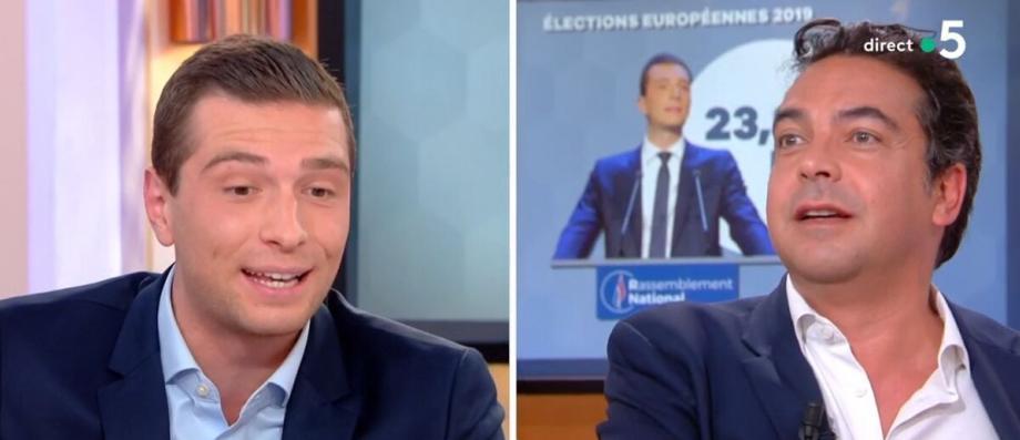 Le journaliste Patrick Cohen en grande discussion avec des cadres du PS : Jordan Bardella réagit en publiant une vidéo, sans aucun commentaire, datant de mai 2019 - Regardez