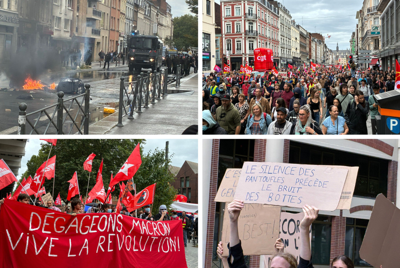 "Bloquons tout". Cortège, pancartes, dégradations... Revivez la manifestation à Lille