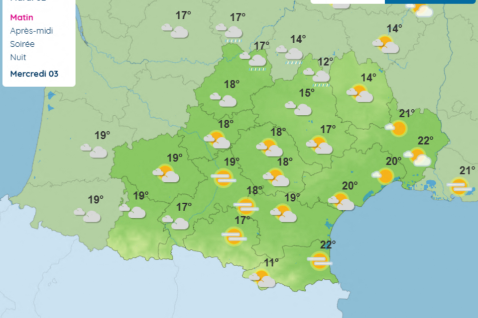 La météo de votre mardi 2 septembre, au matin, à Toulouse et en Occitanie. 