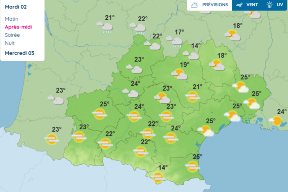 La météo de votre mardi 2 septembre 2025 à Toulouse et en Occitanie. 
