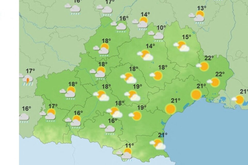 La météo en Occitanie pour lundi après-midi.