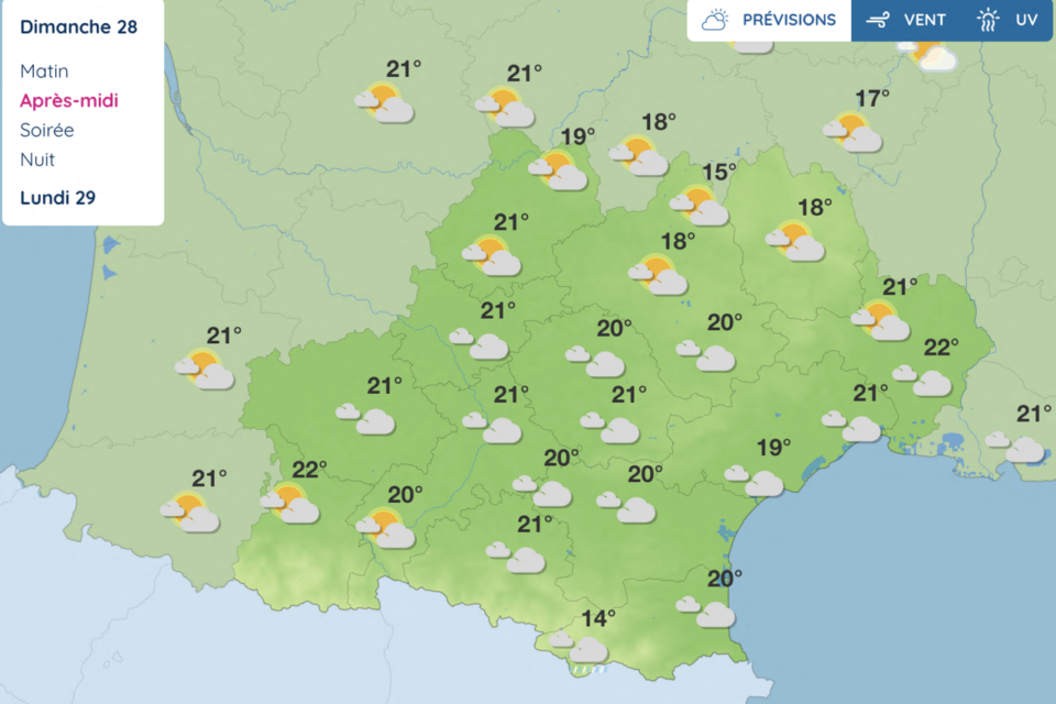 Une Occitanie sous 20°C cette après-midi.