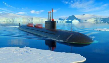 Illustration de sous-marins russes équipés de réacteurs nucléaires pour le transport de gaz naturel liquéfié via la Route maritime du Nord.