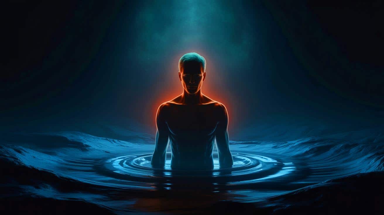 Illustration de l'émission de lumière par le corps humain s'éteignant après la mort.