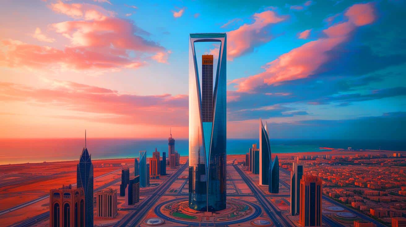 Illustration de la JEC Tower, future icône architecturale de Jeddah, intégrant des innovations durables.