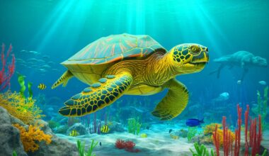 Illustration de la découverte d'une nouvelle espèce de tortue marine, Craspedochelys renzi, datant du Crétacé inférieur.
