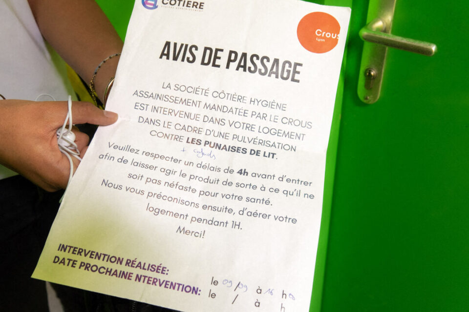 Le Crous a mandaté une première intervention anti-punaises de lit et cafards une semaine après l'emménagement.