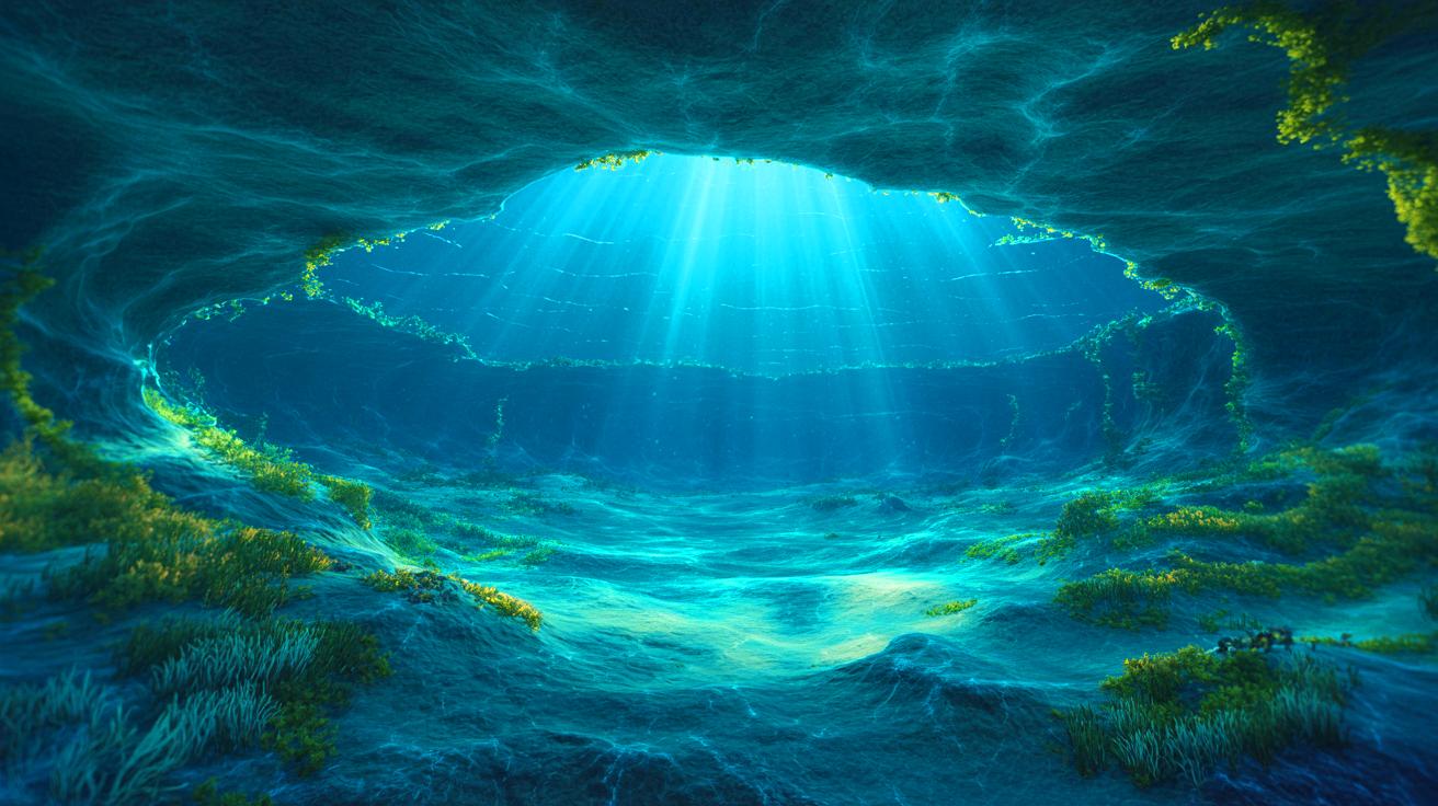 Illustration de la découverte d'un immense réservoir d'eau douce sous l'océan Atlantique.
