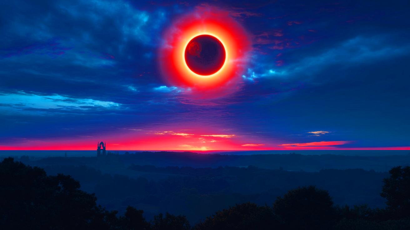 Illustration de la prochaine éclipse solaire totale visible en France en 2081.