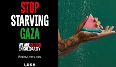 Lush tire son rideau “en paix et solidarité” pour lutter contre la famine à Gaza