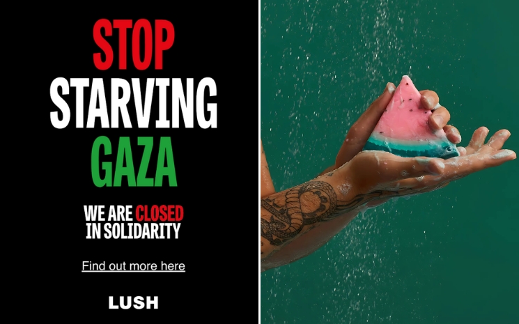 Lush tire son rideau “en paix et solidarité” pour lutter contre la famine à Gaza