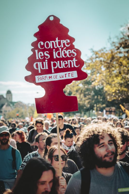 10 septembre, bloquons tout, Foule, pancartes, manifestant, sapin