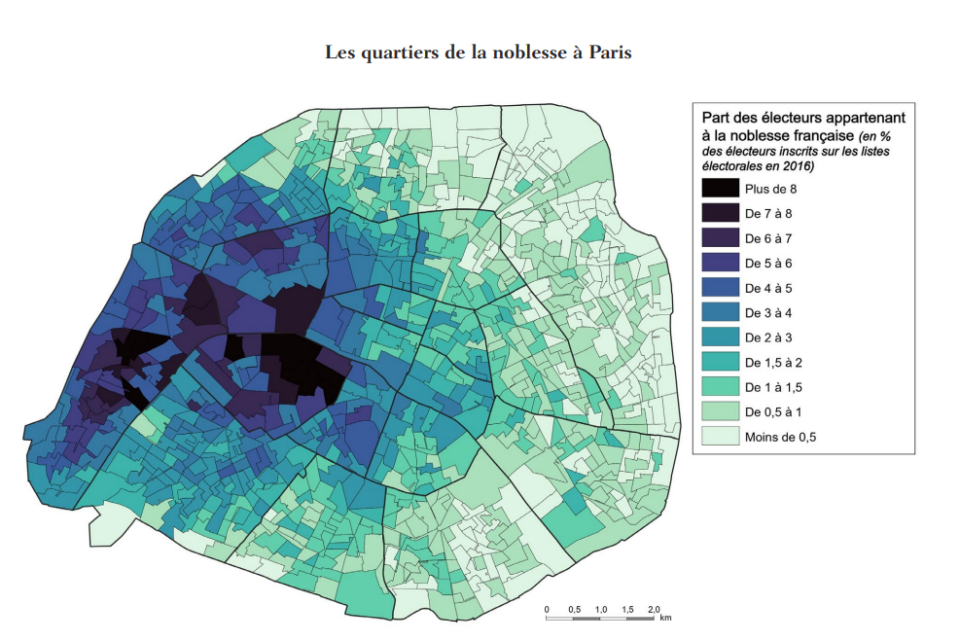 La noblesse se concentre dans l'ouest de Paris