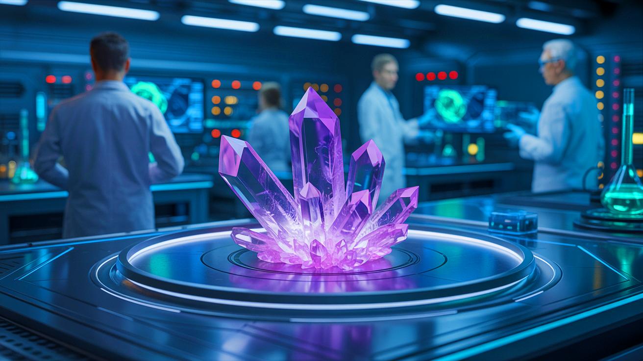 Illustration de la découverte d'un cristal capable de respirer l'oxygène.