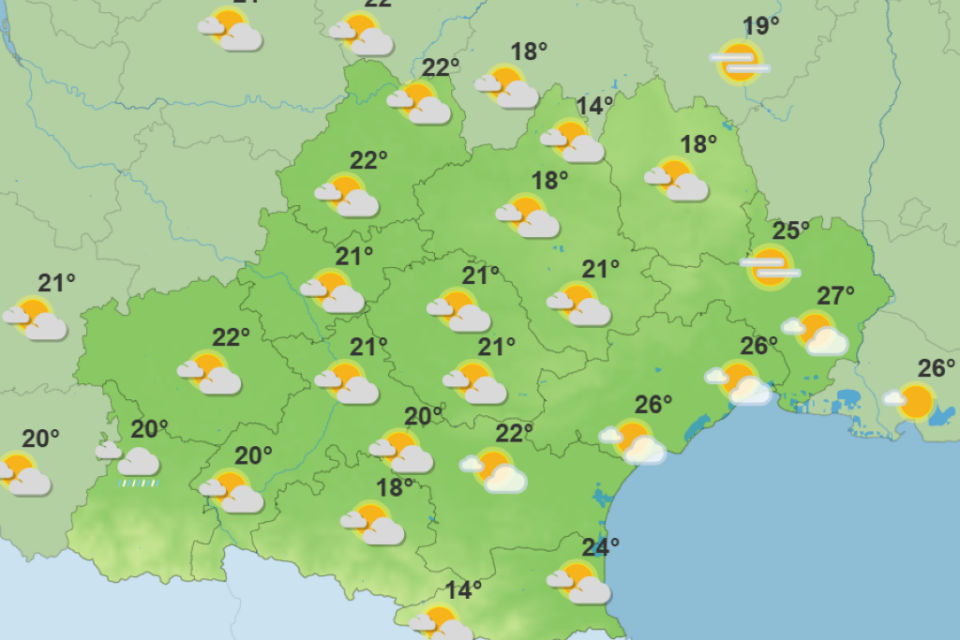 Les prévisions de Météo France en Occitanie pour vendredi après-midi.