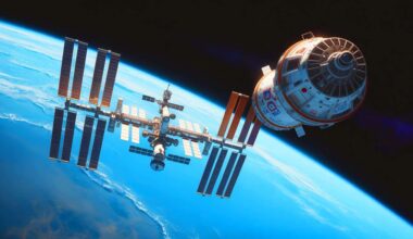Illustration de la Station spatiale internationale en orbite autour de la Terre.