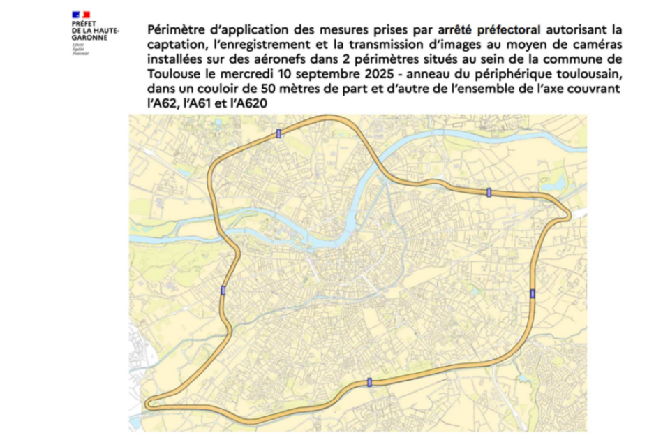 Voici le périmètre de surveillance autorisé par drones.