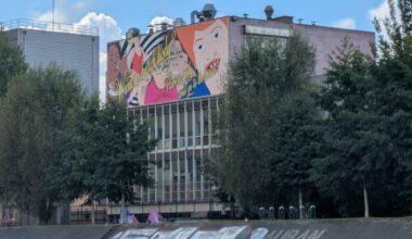 Strasbourg. Au Port du Rhin, l’œuvre de Sophia Lang a pris place sur la façade des Cafés Sati