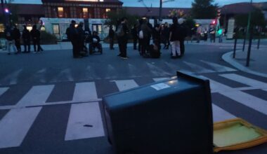 la mobilisation du 10 septembre lancée à Saint-Étienne, des trams à l'arrêt