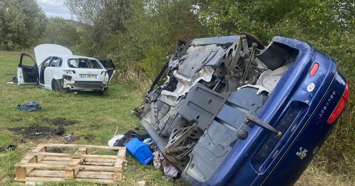 carcasses de véhicules et déchets laissés sur place