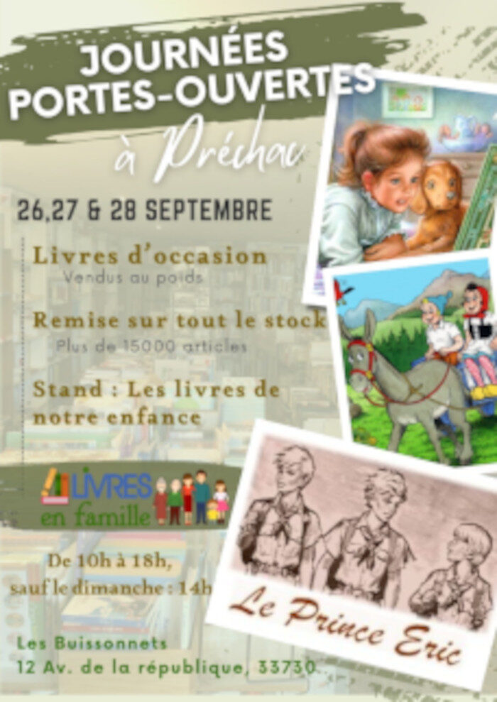 Portes ouvertes Livres en Famille, près de Bordeaux les 26, 27, 28 septembre