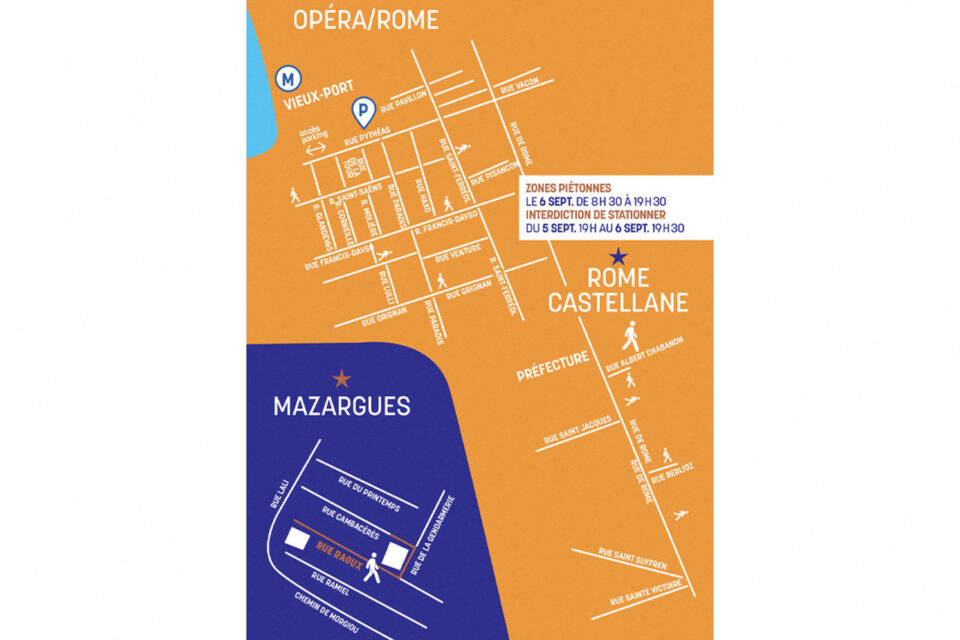 Les rues concernées dans le centre-ville et à Mazargues.