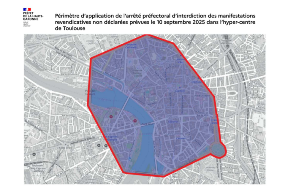 Voici le périmètre d'interdiction des rassemblements non revendiqués.