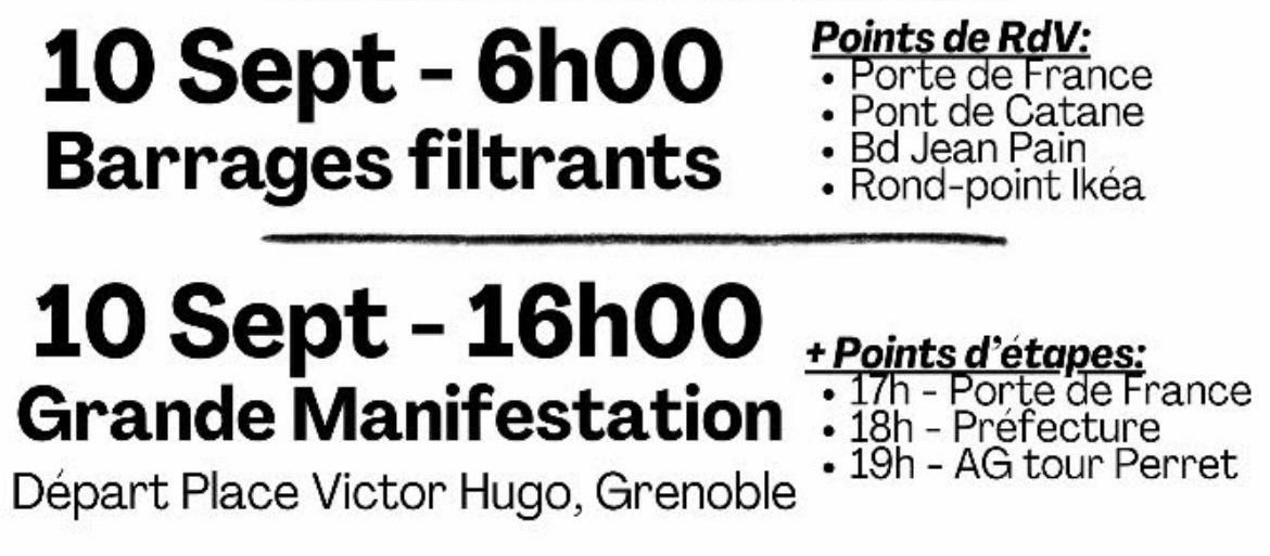 Rendez-vous du 10 septembre à Grenoble – 🔴 Info Libertaire