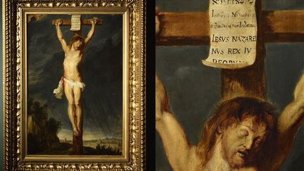 Photos du Christ en croix, un tableau du peintre Pierre Paul Rubens  que l'on croyait disparu, qui sera aux enchères chez Osenat en novembre prochain. (OSENAT)