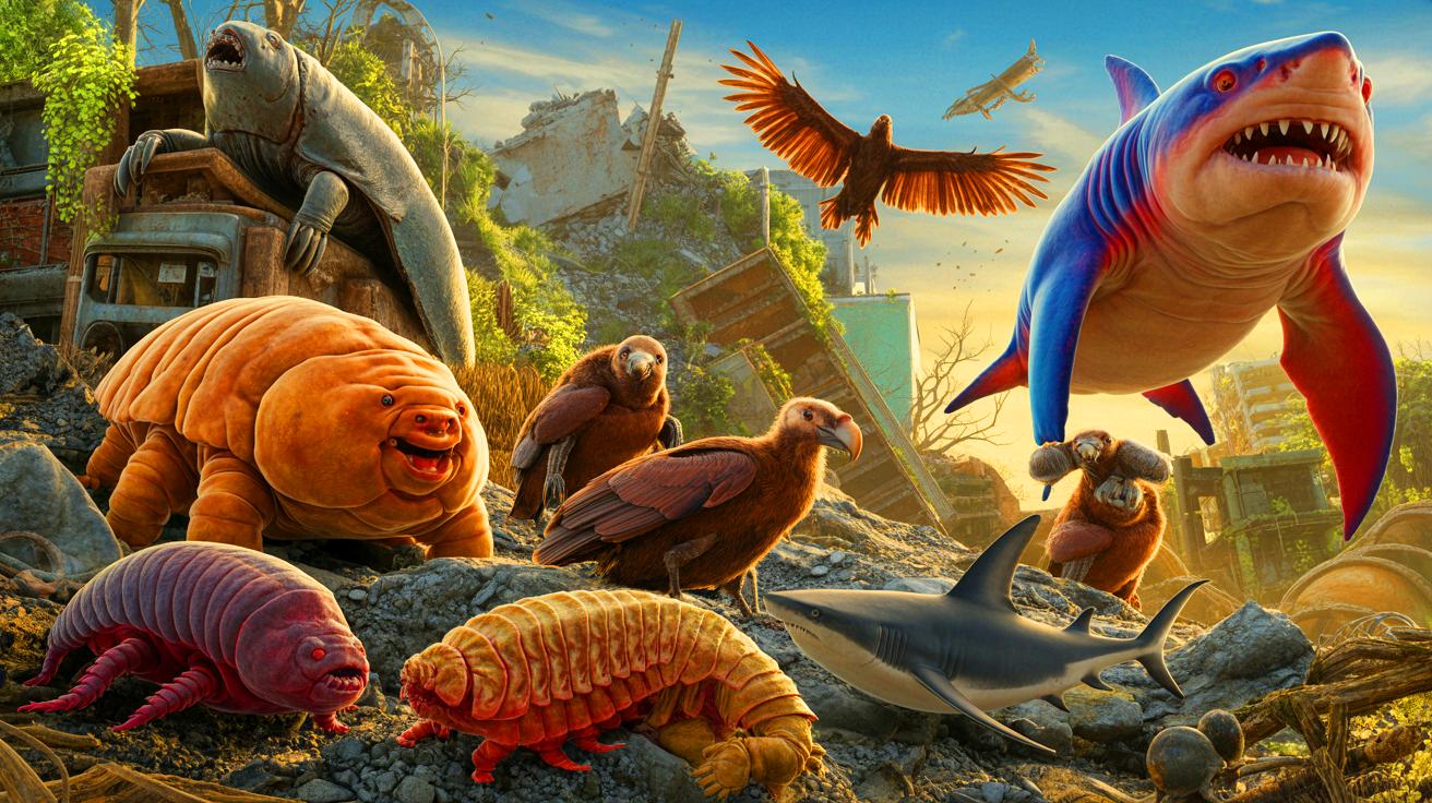Illustration de créatures capables de survivre à une catastrophe mondiale.