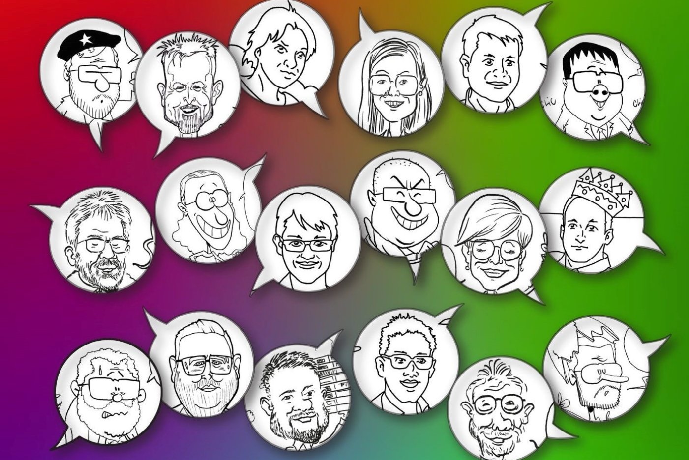 Pigr, Tony, Brac et Pitch Comment signent les caricatures des candidats proposées au coloriage.