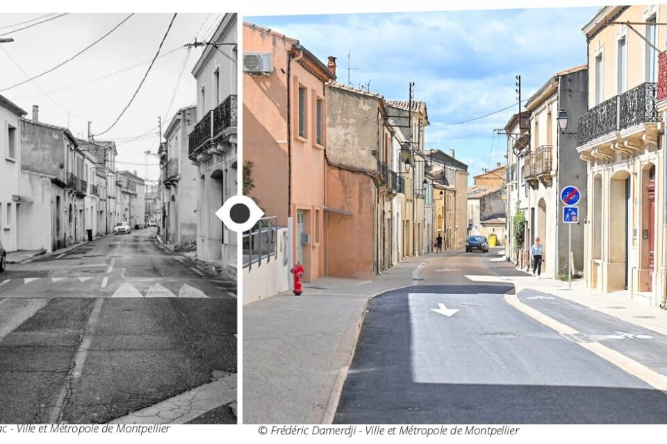 Après des années de chaussée dégradée, la rue Jules Guesde devient un lieu de promenade et de convivialité.