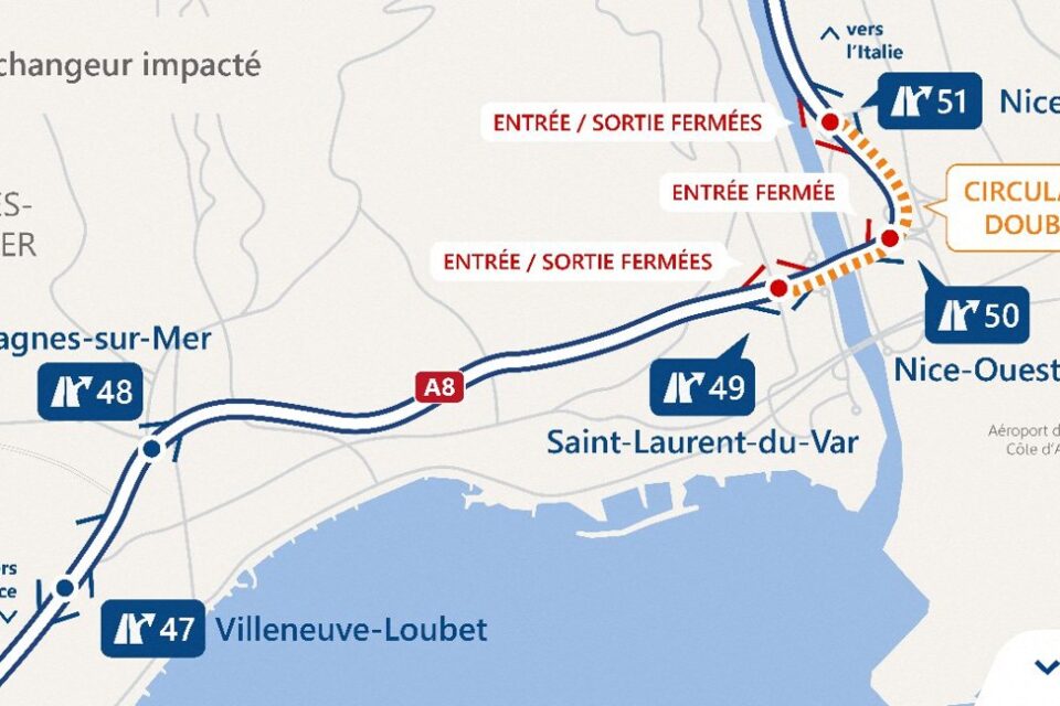 Les conditions de circulation dans le secteur Cadam sur l'A8 lors des travaux.