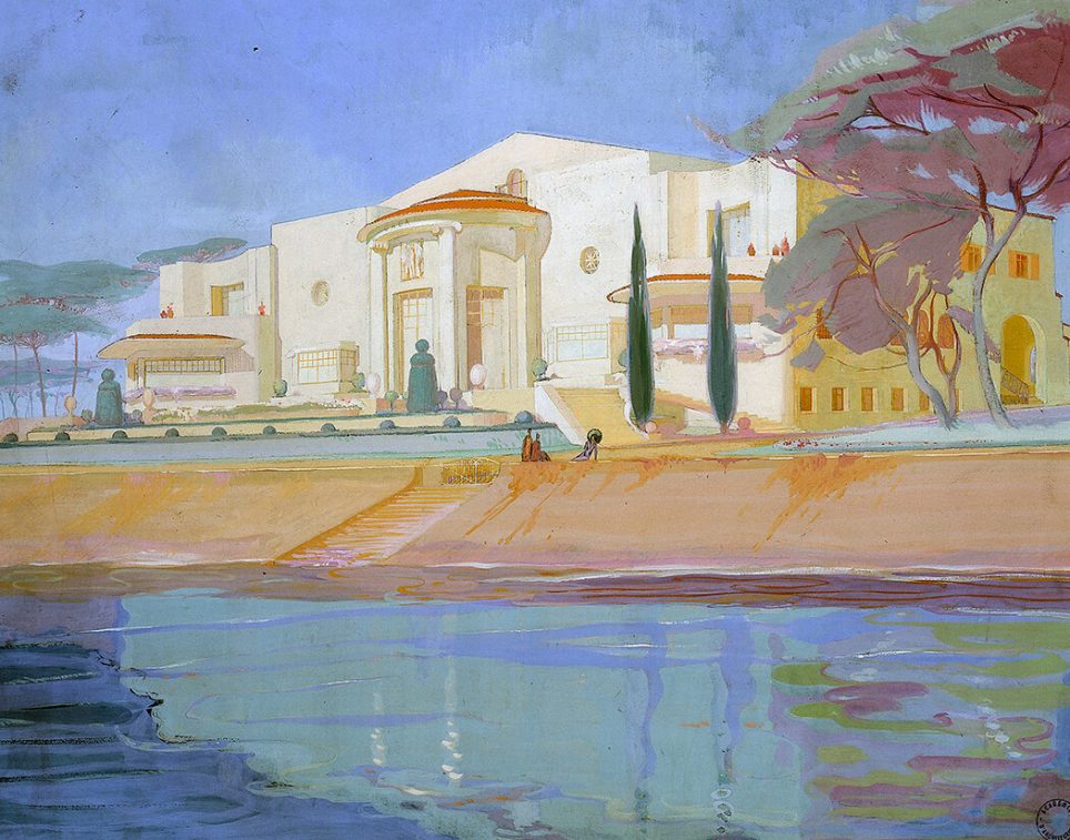Roger-Henri Expert, Villa Téthys, lieu-dit de Pyla-sur-Mer, La Teste-de-Buch (Gironde) : perspective de la façade sur la mer