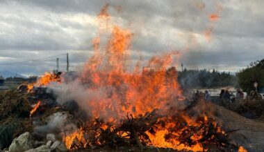 un péage de l'autoroute A9 bloqué