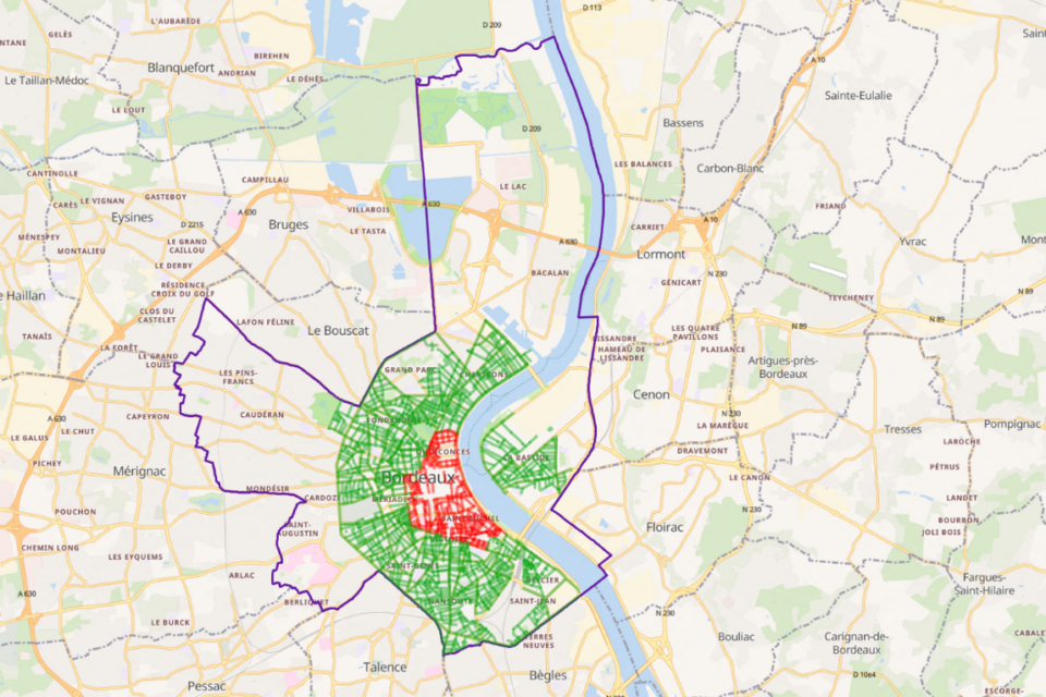 Les différentes zones de stationnement payant à Bordeaux en septembre 2025.