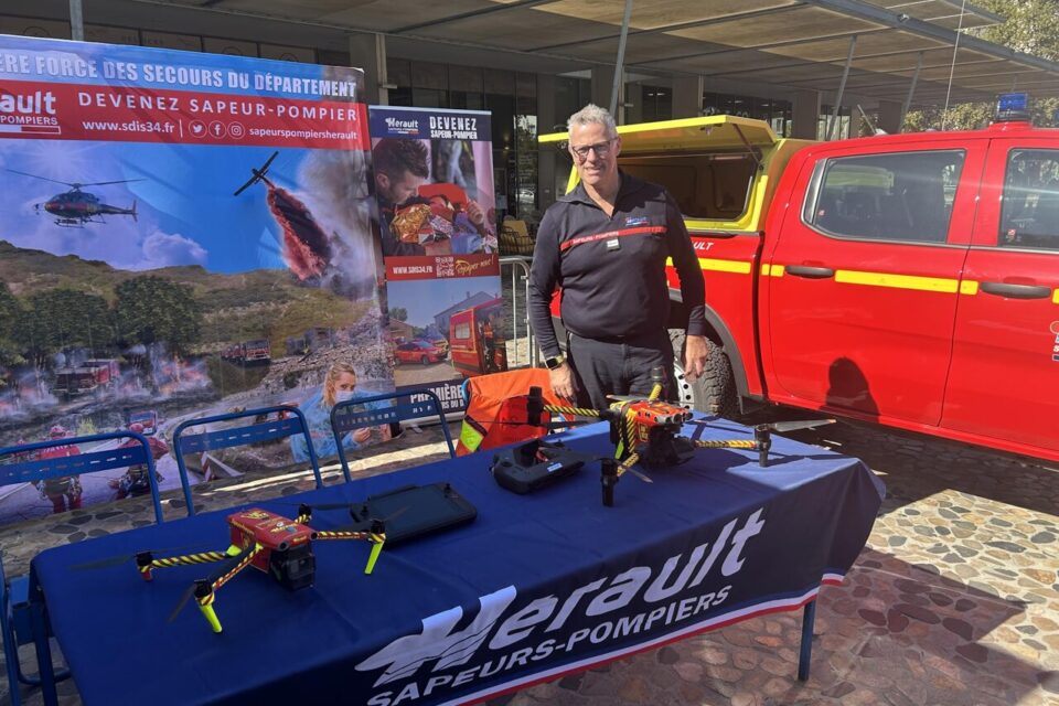 Le stand du Sdis 34 avec la pré