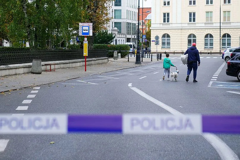Un ruban de police à Varsovie, le 14 octobre 2023