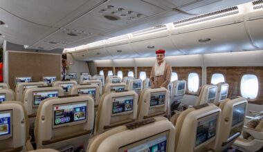 Emirates pose son A380 retrofité à Nice