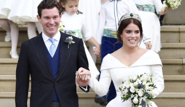 La princesse Eugenie et son époux, Jack Brooksbank, le jour de leur union, le 12 octobre 2018.