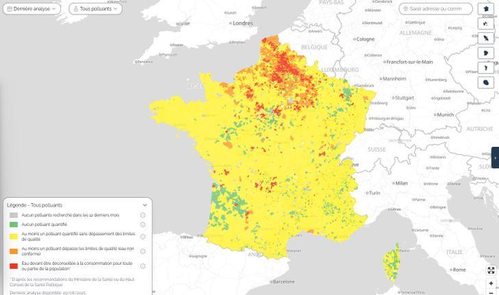 Une capture d’écran de la carte mise en ligne par les ONG Générations Futures et Data For Good.