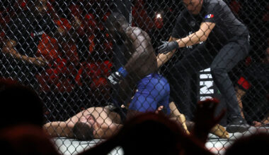 Jordan Zebo, nouveau champion ARES de MMA après avoir battu l'Alsacien Baki
