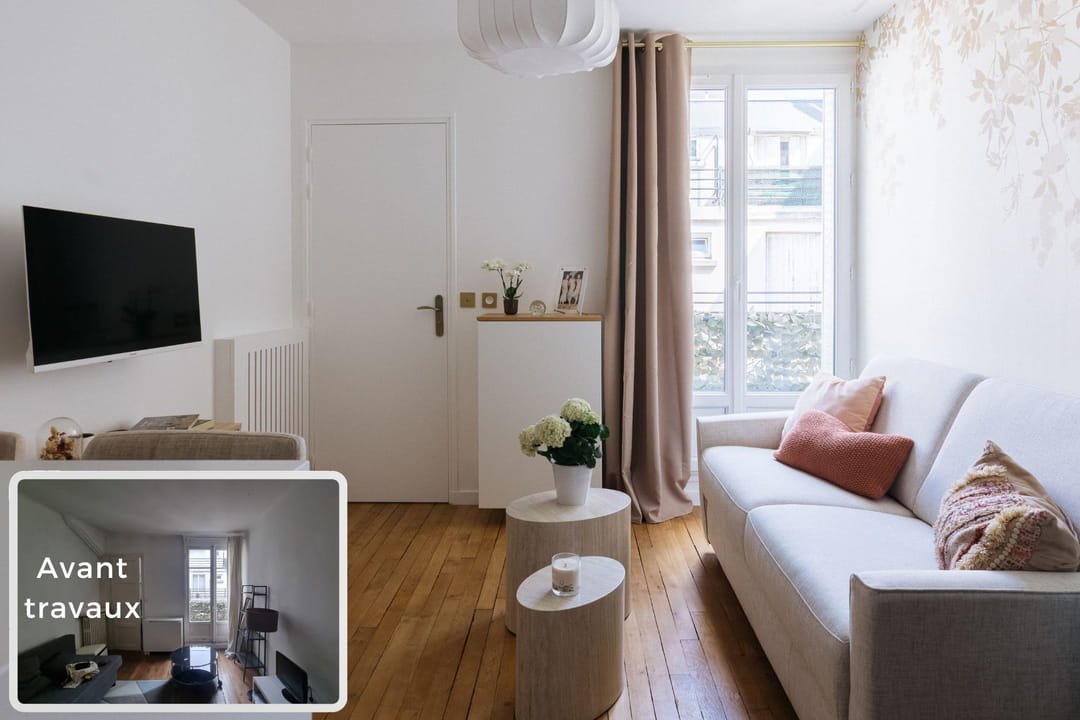 sensation d'espace retrouvée dans ce 20 m² qui étouffait