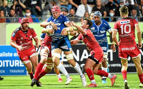 Grégoire Bazin contre Oyonnax (saison 2021-2022).